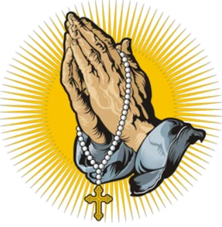 hands praying with orthodox rosary in hands